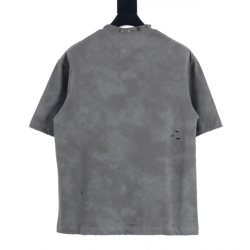 高仿Balenciaga*SS23系列761460鉚釘穿刺短袖灰色