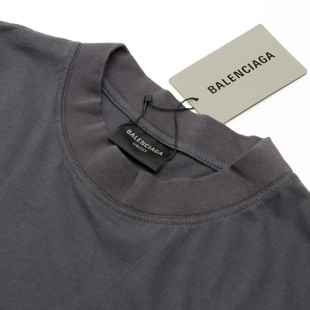 高仿Balenciaga*FW24系列764235藍標LOGO短袖黑色