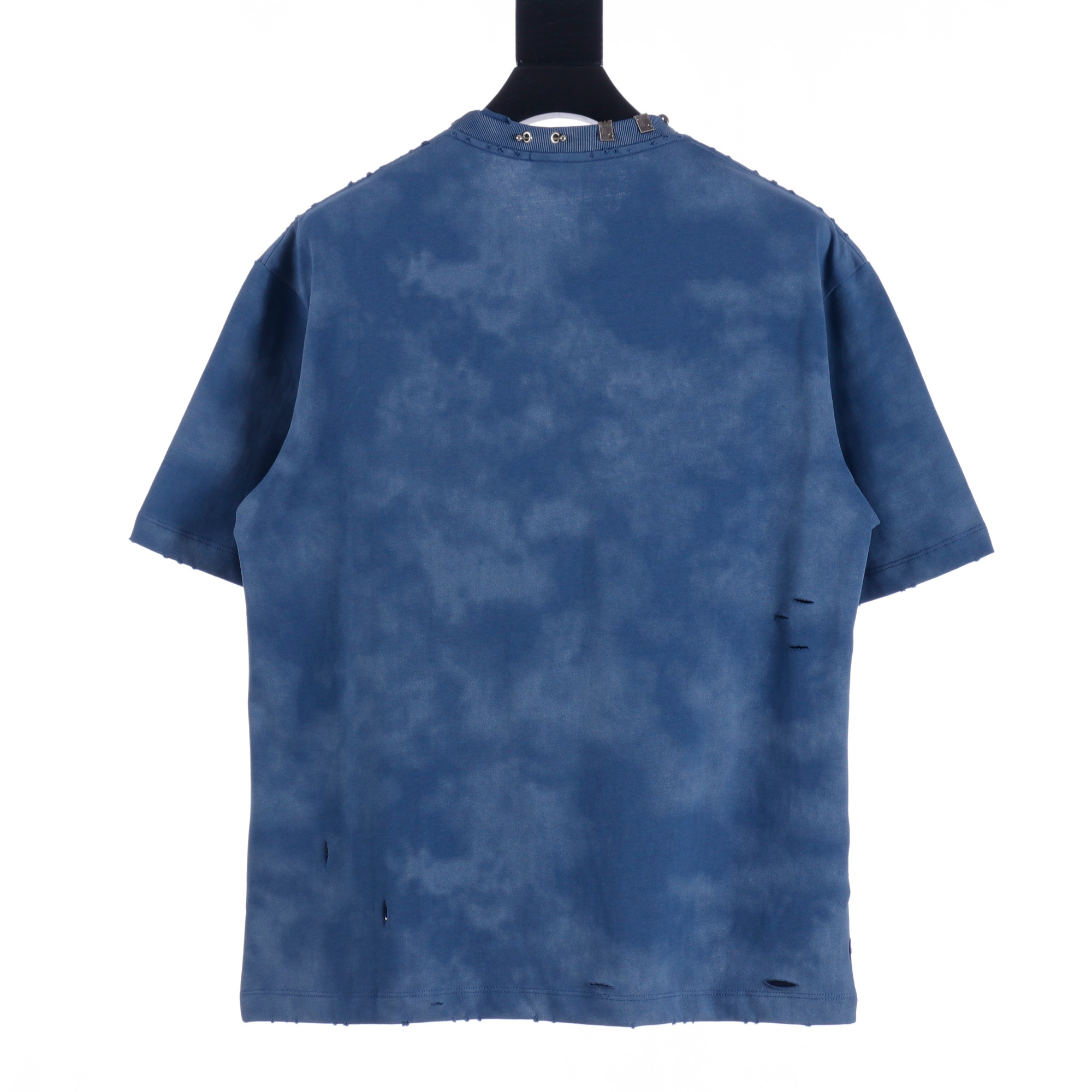 高仿Balenciaga*SS23系列761460鉚釘穿刺短袖藏藍色