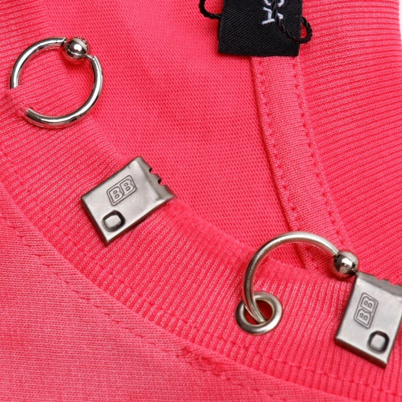 高仿Balenciaga*SS23系列761460鉚釘穿刺短袖粉色