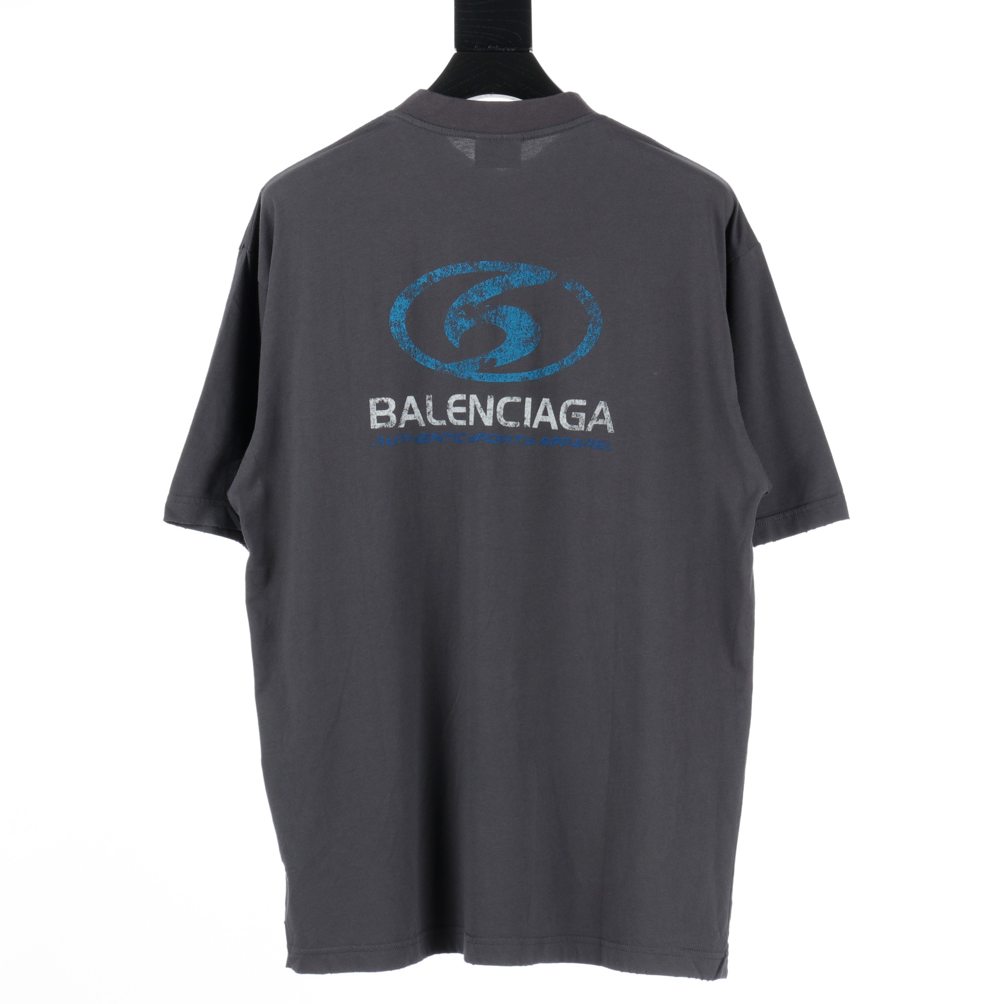 高仿Balenciaga*FW24系列764235藍標LOGO短袖黑色