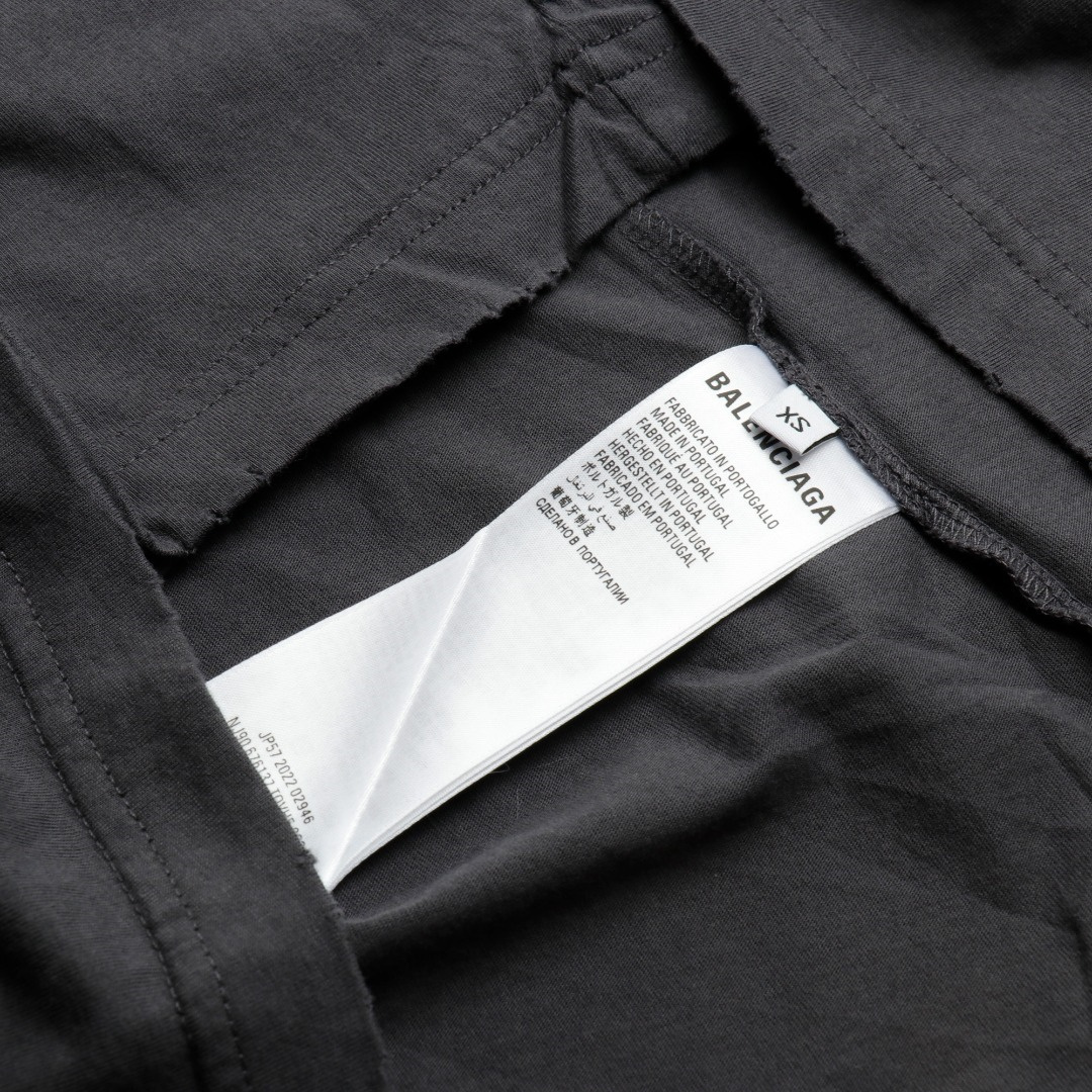 高仿Balenciaga*FW24系列764235藍標LOGO短袖黑色