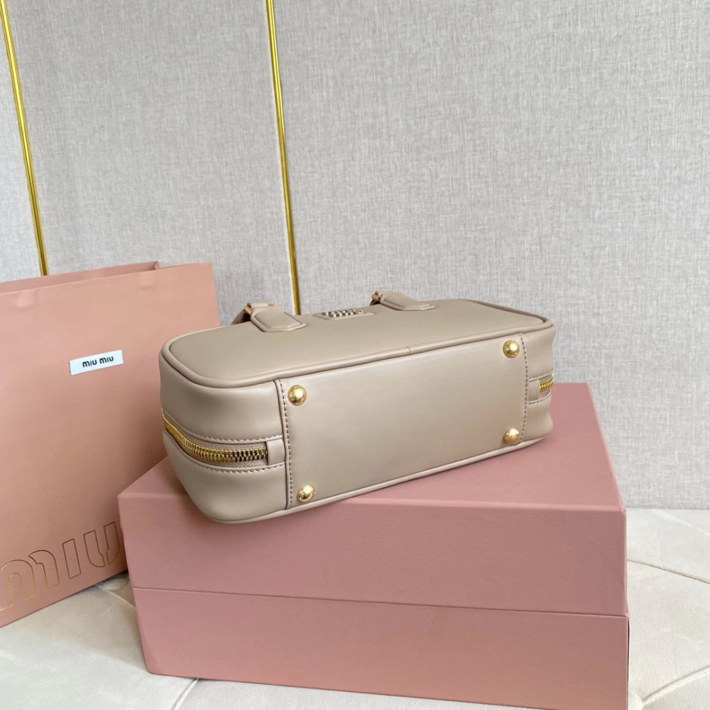 高仿miumiu繆繆*5BB148保齡球包袋灰褐色免檢版