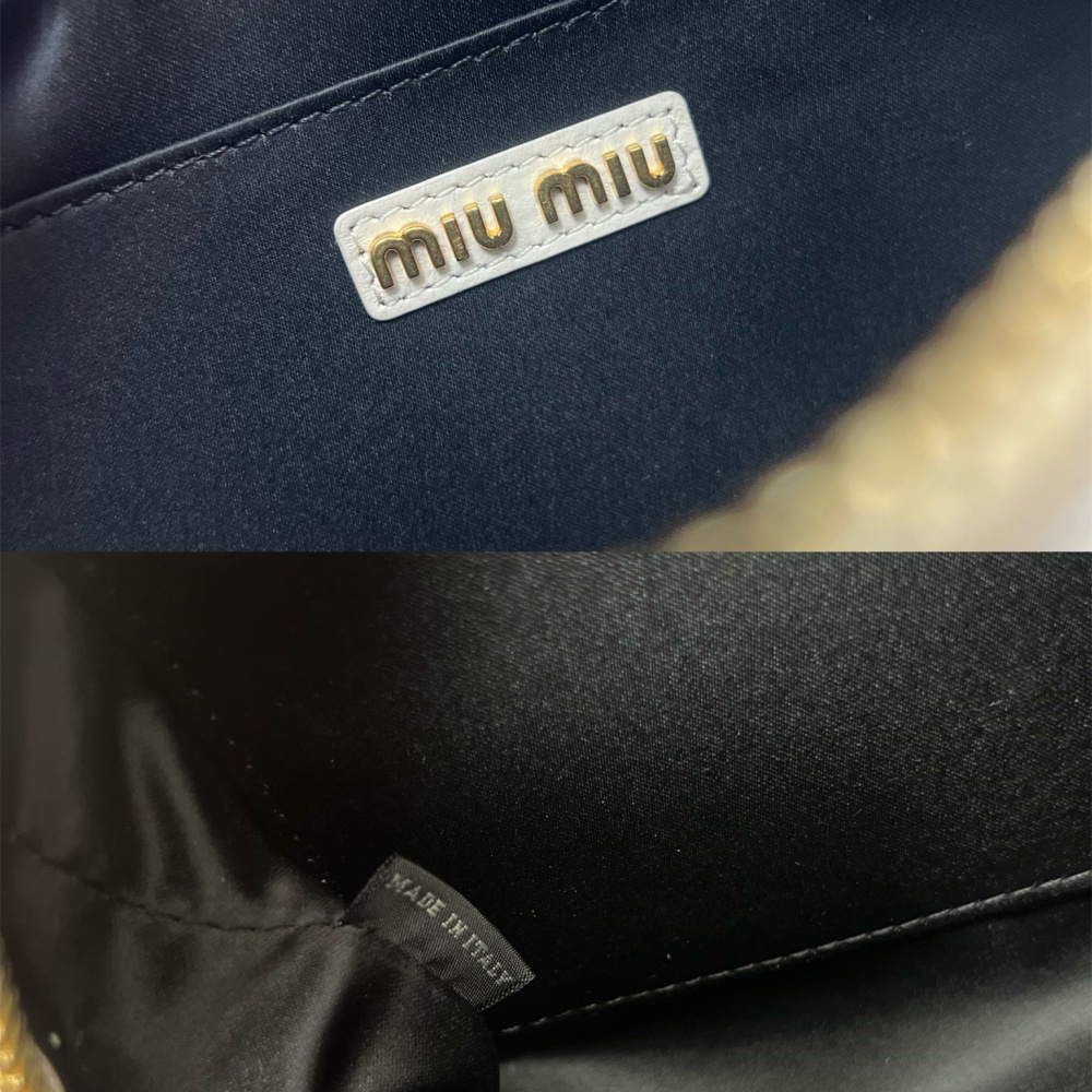 高仿miumiu繆繆TooPretty系列5BB123保齡球手袋白色