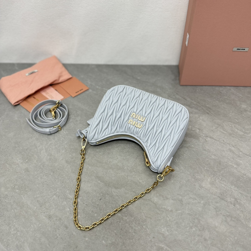 高仿miumiu繆繆*5BH211單肩包藍色免檢版