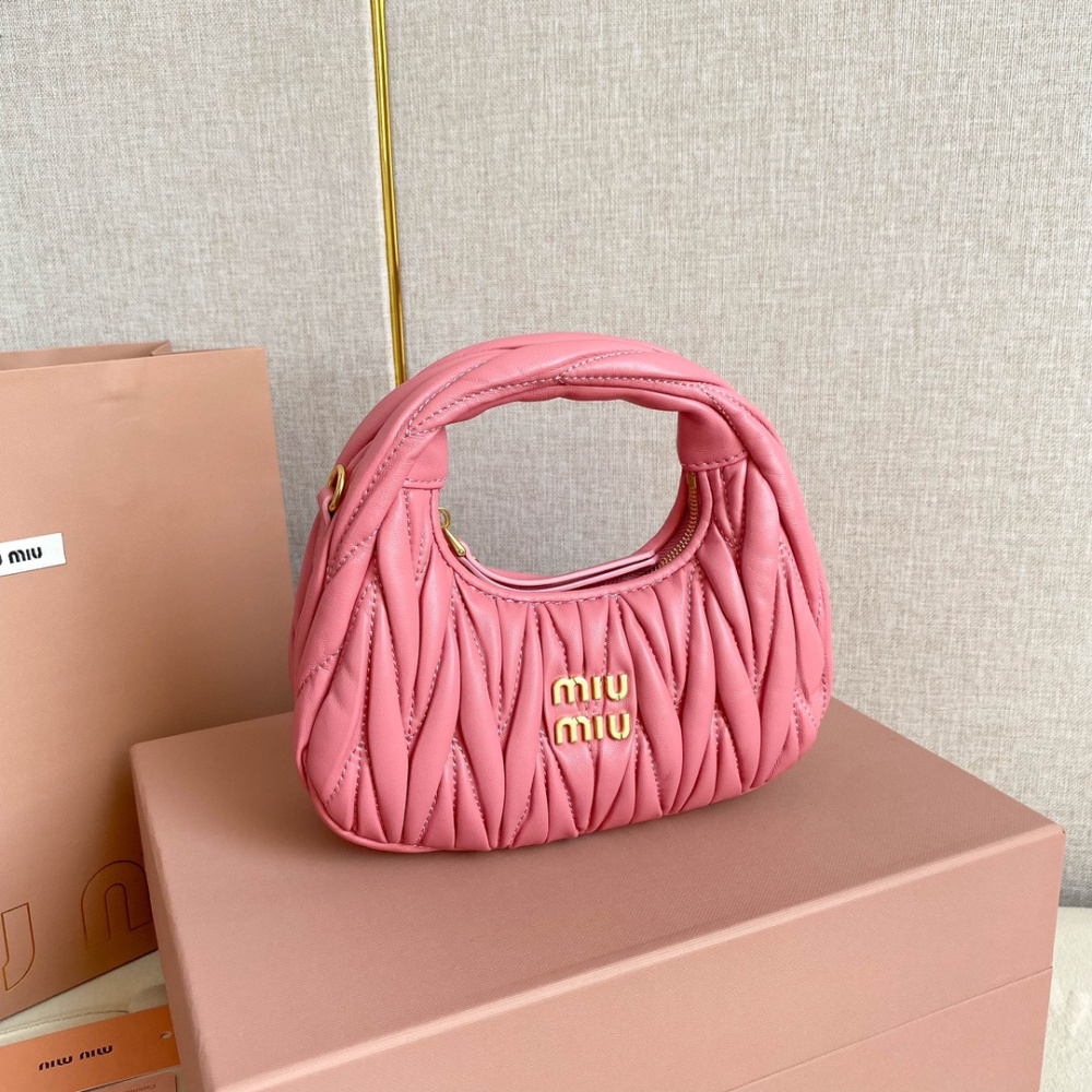 高仿miumiu繆繆*5BP078Mini單肩包海棠粉免檢版