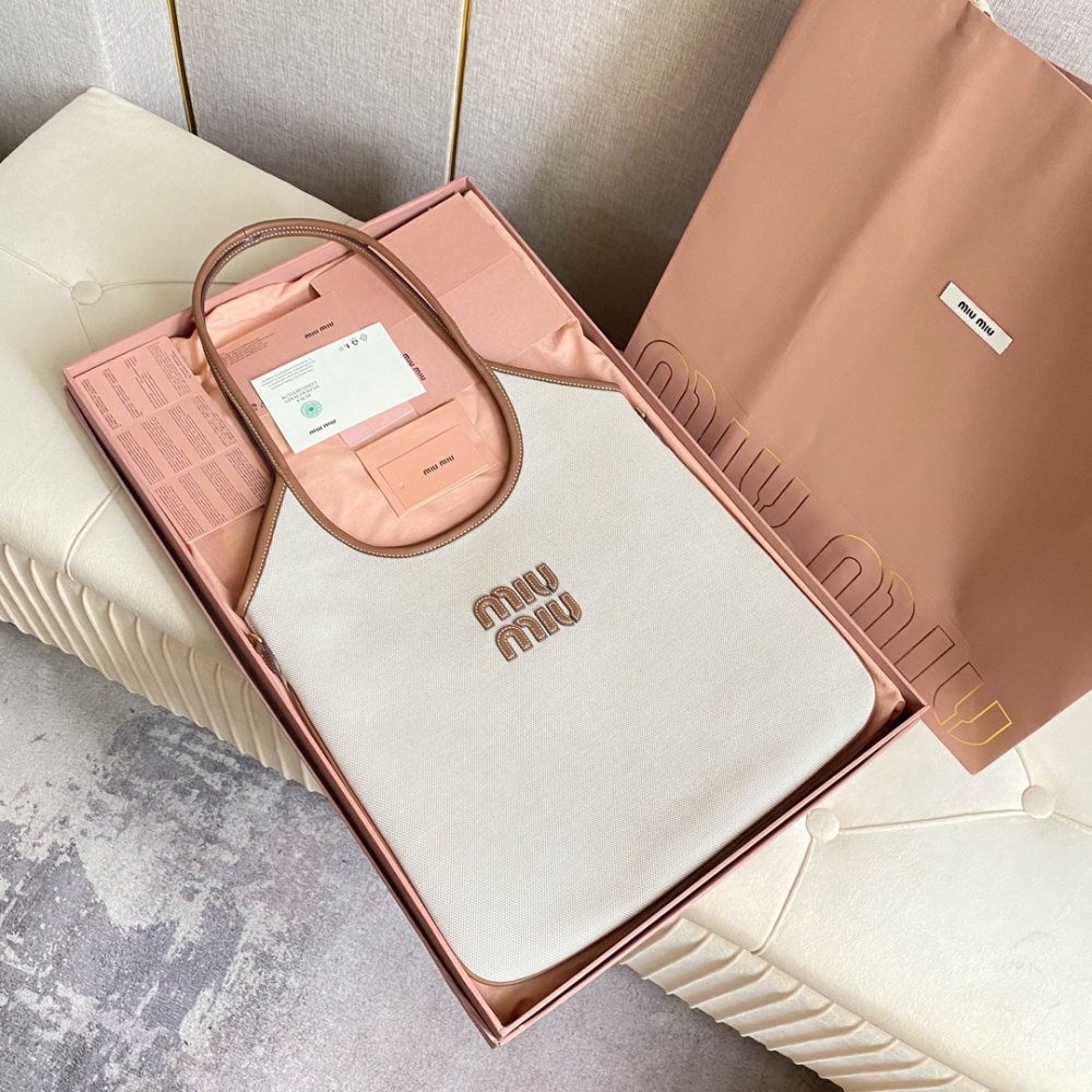 高仿miumiu繆繆*IVY系列5BG231限定款Tote包帆布免檢版