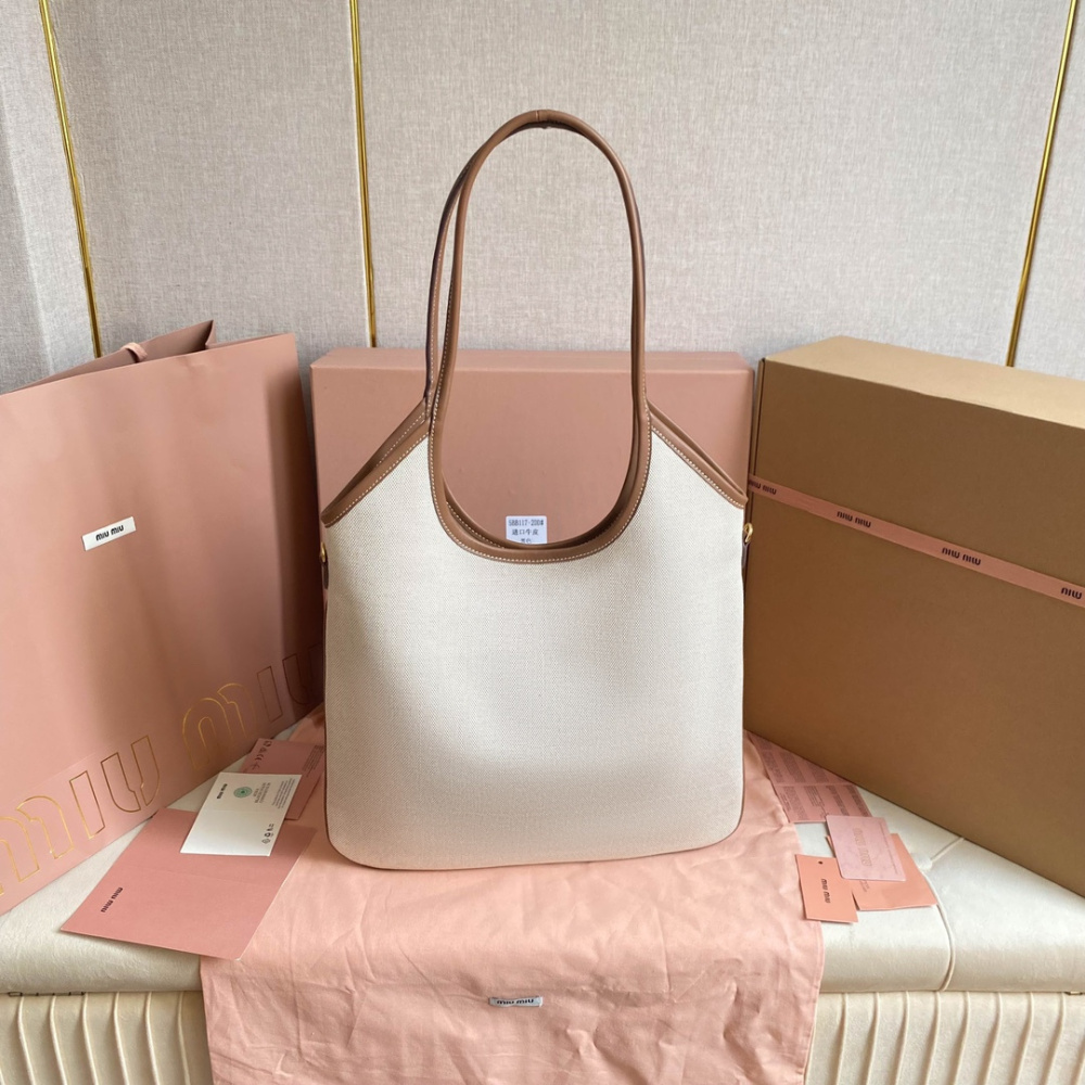 高仿miumiu繆繆*IVY系列5BG231限定款Tote包帆布免檢版
