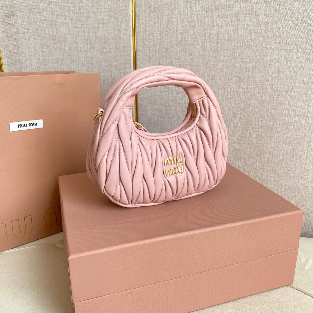 高仿miumiu繆繆*5BP078Mini單肩包粉色免檢版