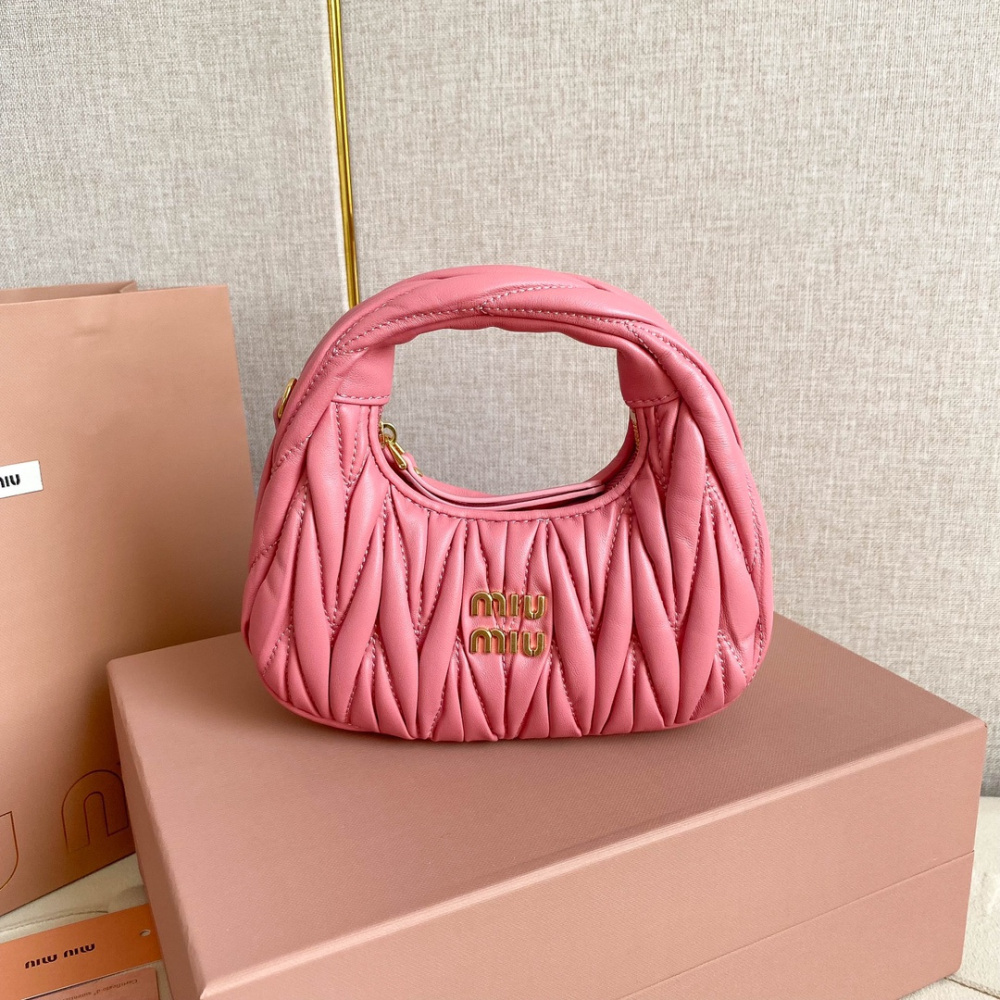 高仿miumiu繆繆*5BP078Mini單肩包海棠粉免檢版
