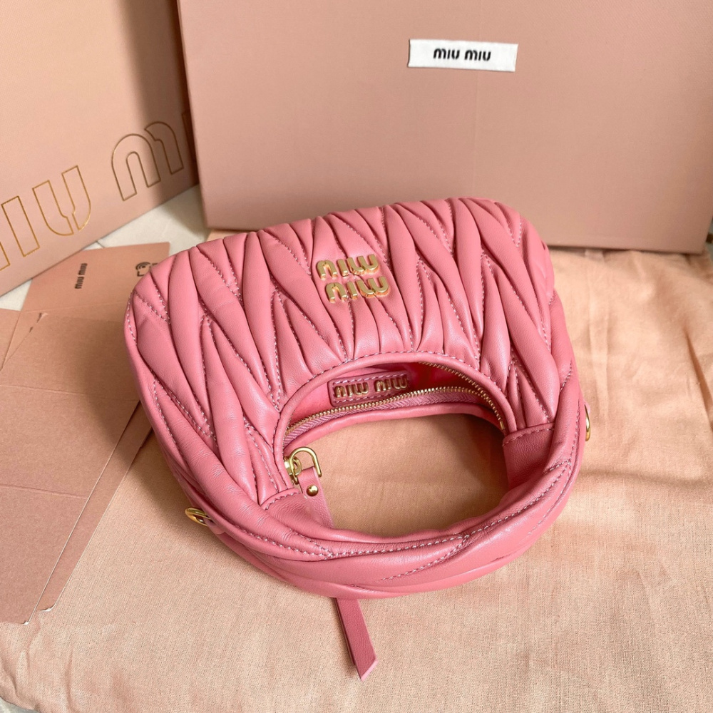 高仿miumiu繆繆*5BP078Mini單肩包海棠粉免檢版
