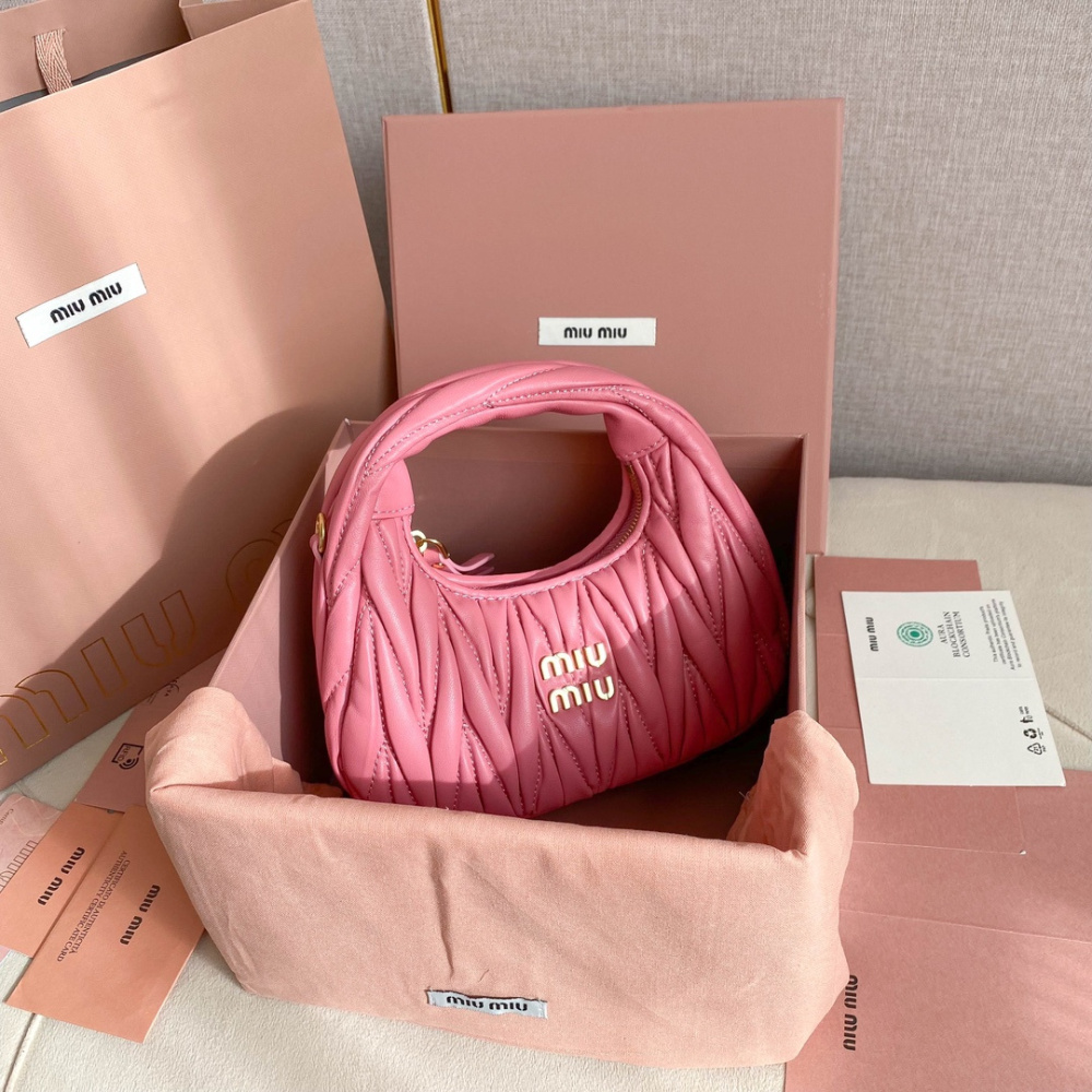 高仿miumiu繆繆*5BP078Mini單肩包海棠粉免檢版
