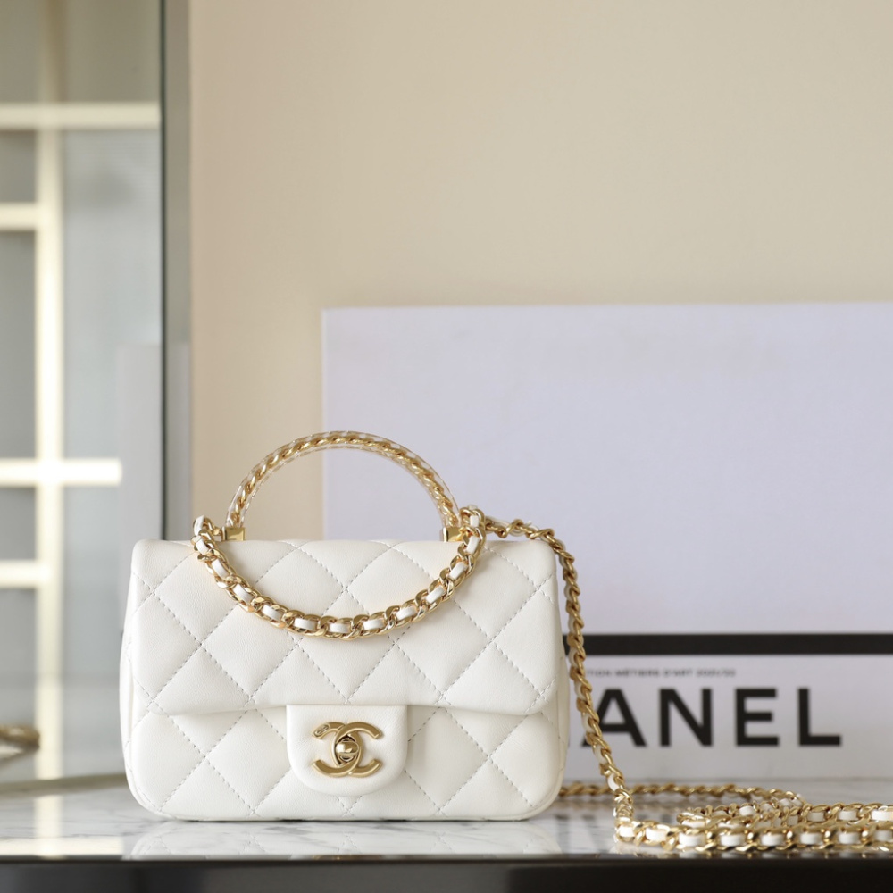 高仿Chanel*24S系列AS4847小羊皮白色單肩包免檢版