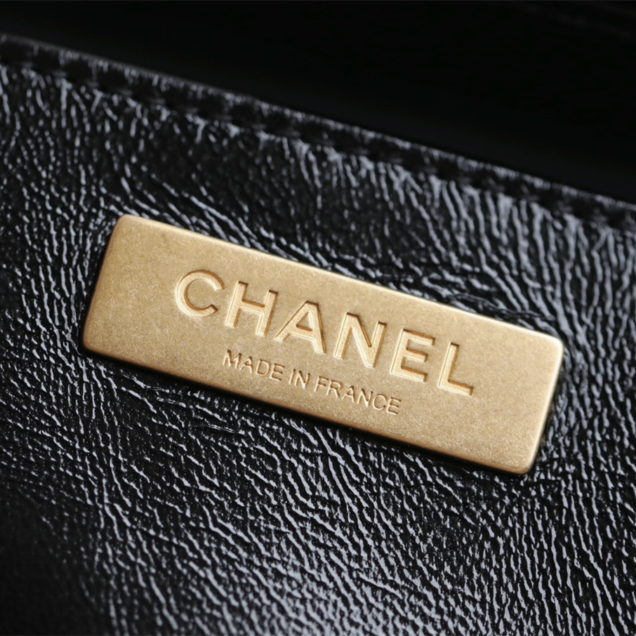 高仿Chanel*24A系列AS4958拋光小羊皮單肩包黑色免檢版