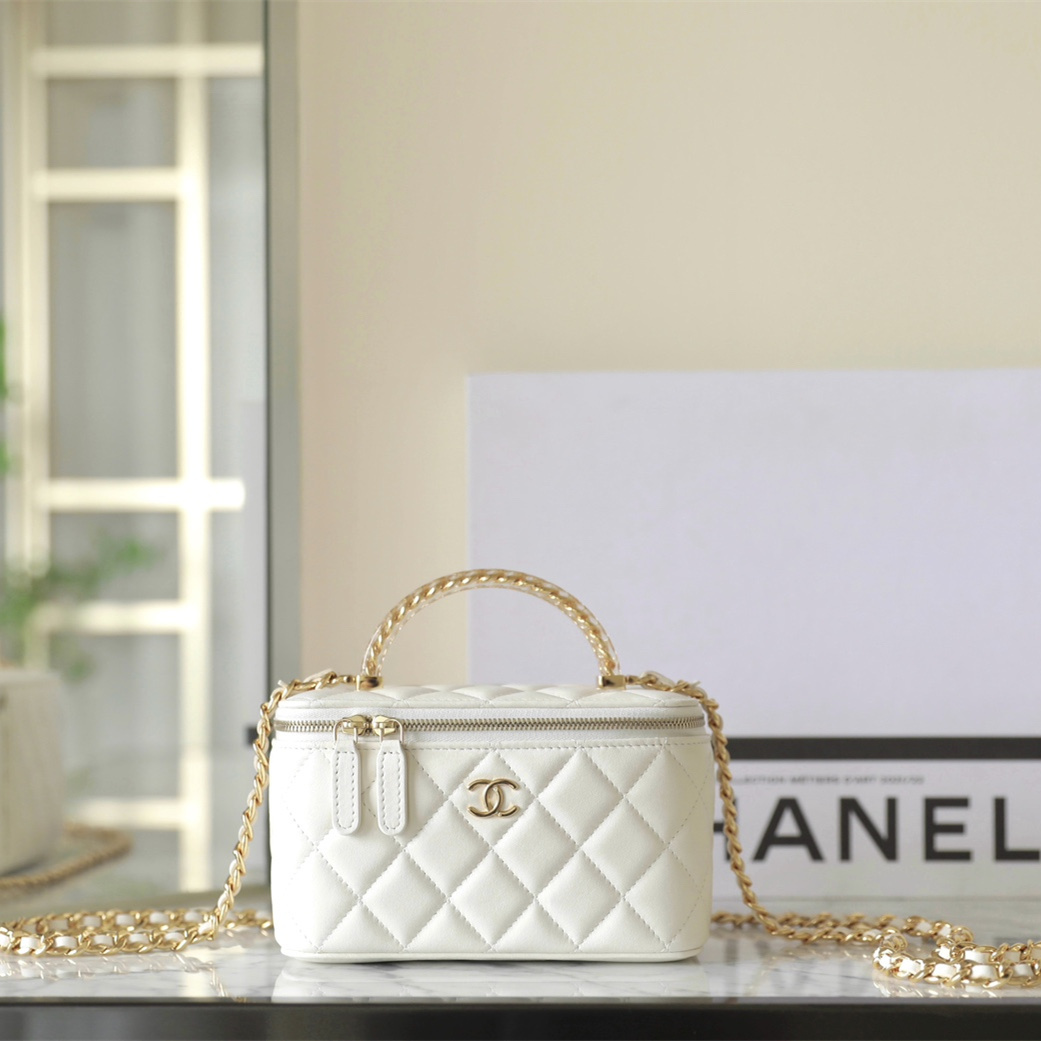 高仿Chanel*24S系列AS3765手柄盒子包白色免檢版