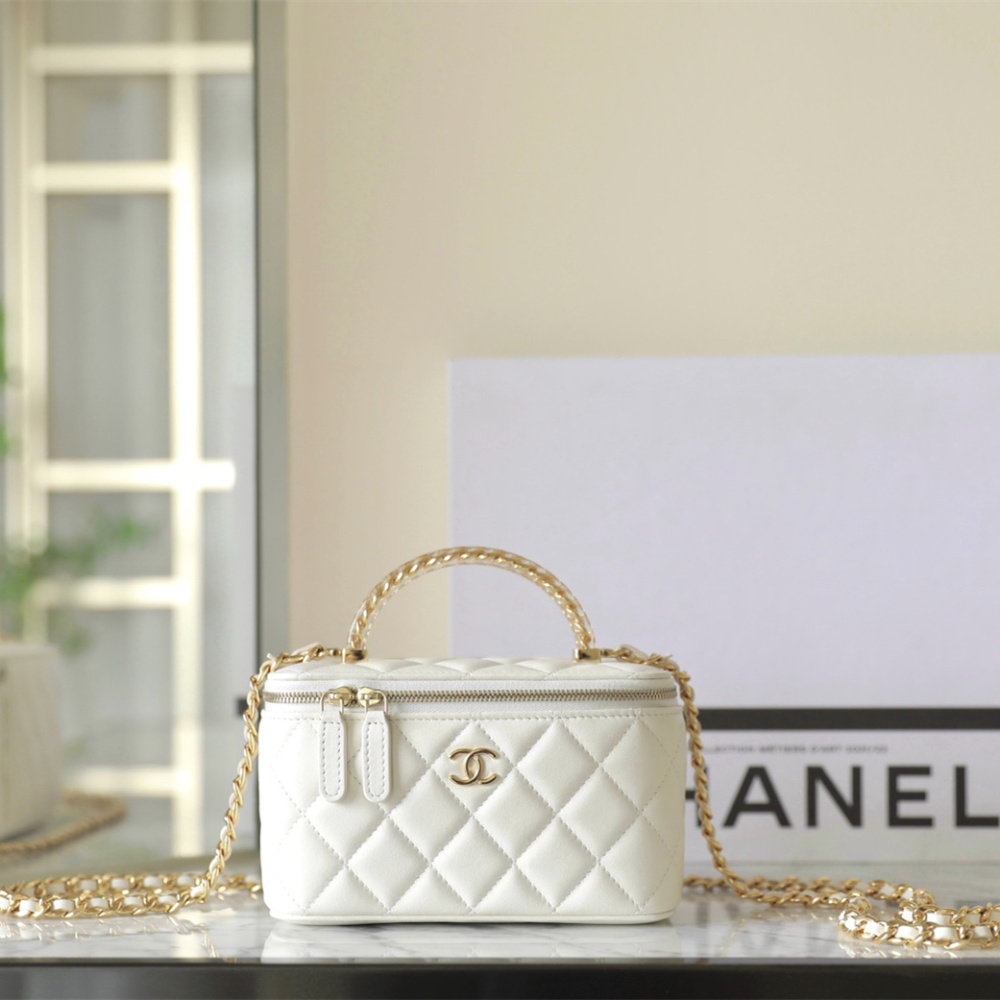高仿Chanel*24S系列AS3765手柄盒子包白色免檢版