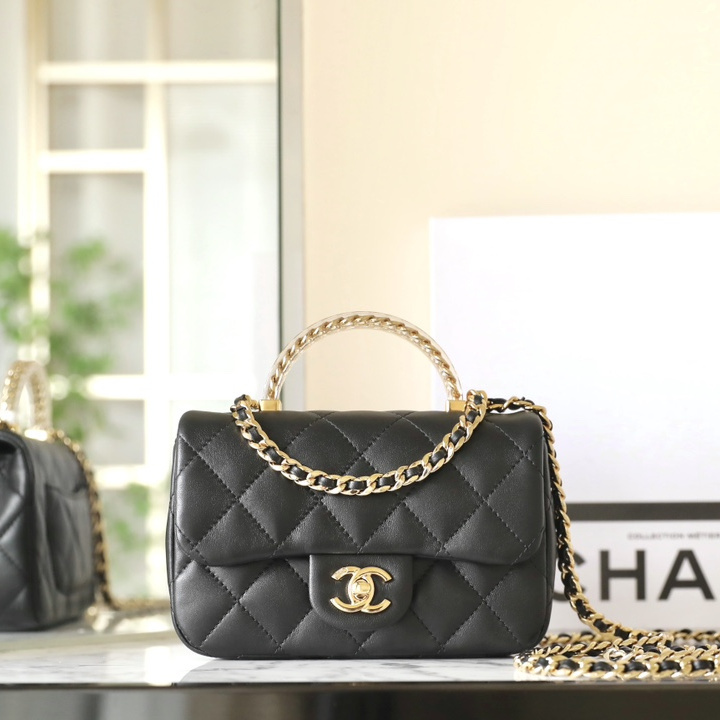 高仿Chanel*24S系列AS4847小羊皮黑色單肩包免檢版