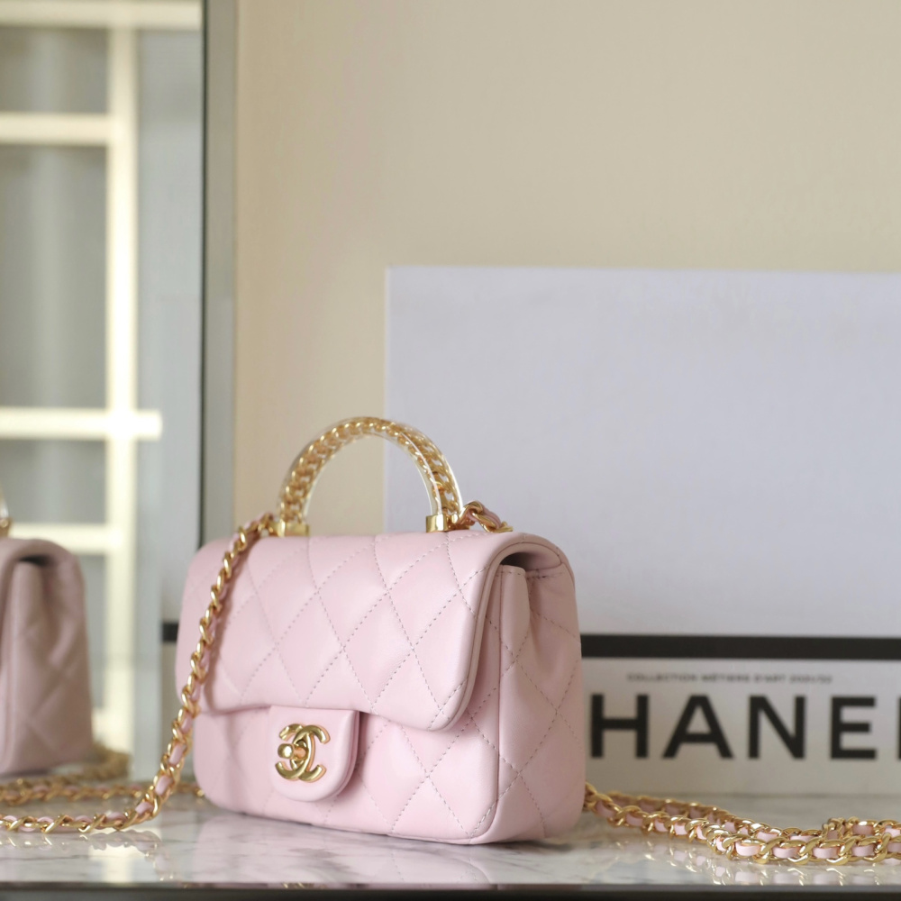 高仿Chanel*24S系列AS4847小羊皮粉色單肩包免檢版
