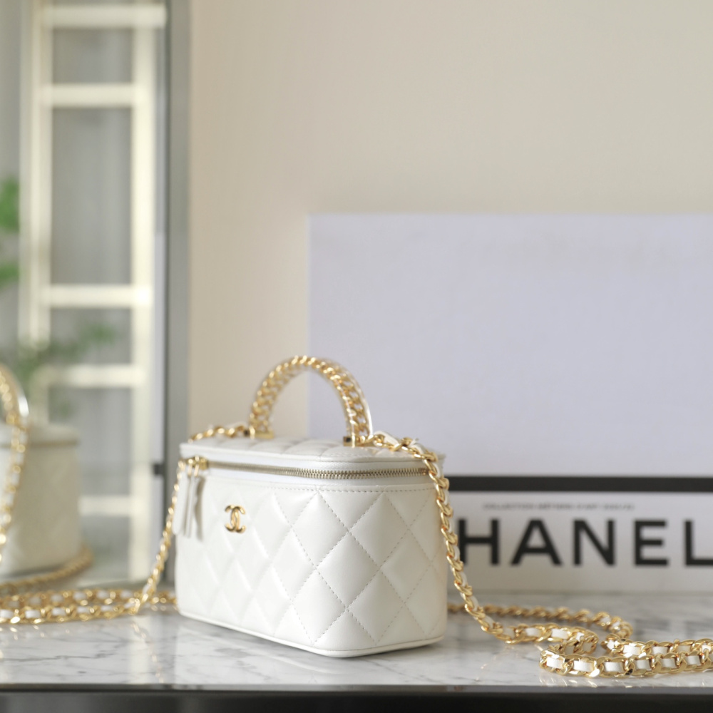 高仿Chanel*24S系列AS3765手柄盒子包白色免檢版