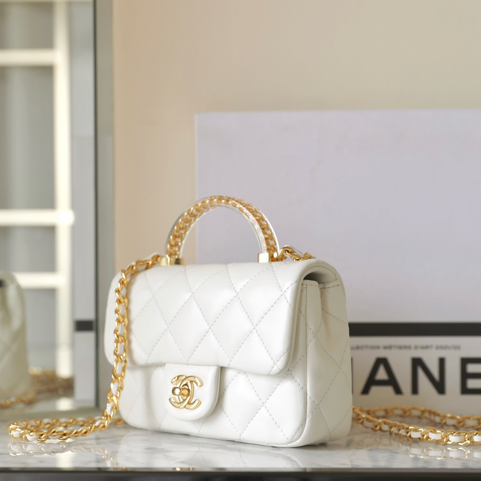 高仿Chanel*24S系列AS4847小羊皮白色單肩包免檢版
