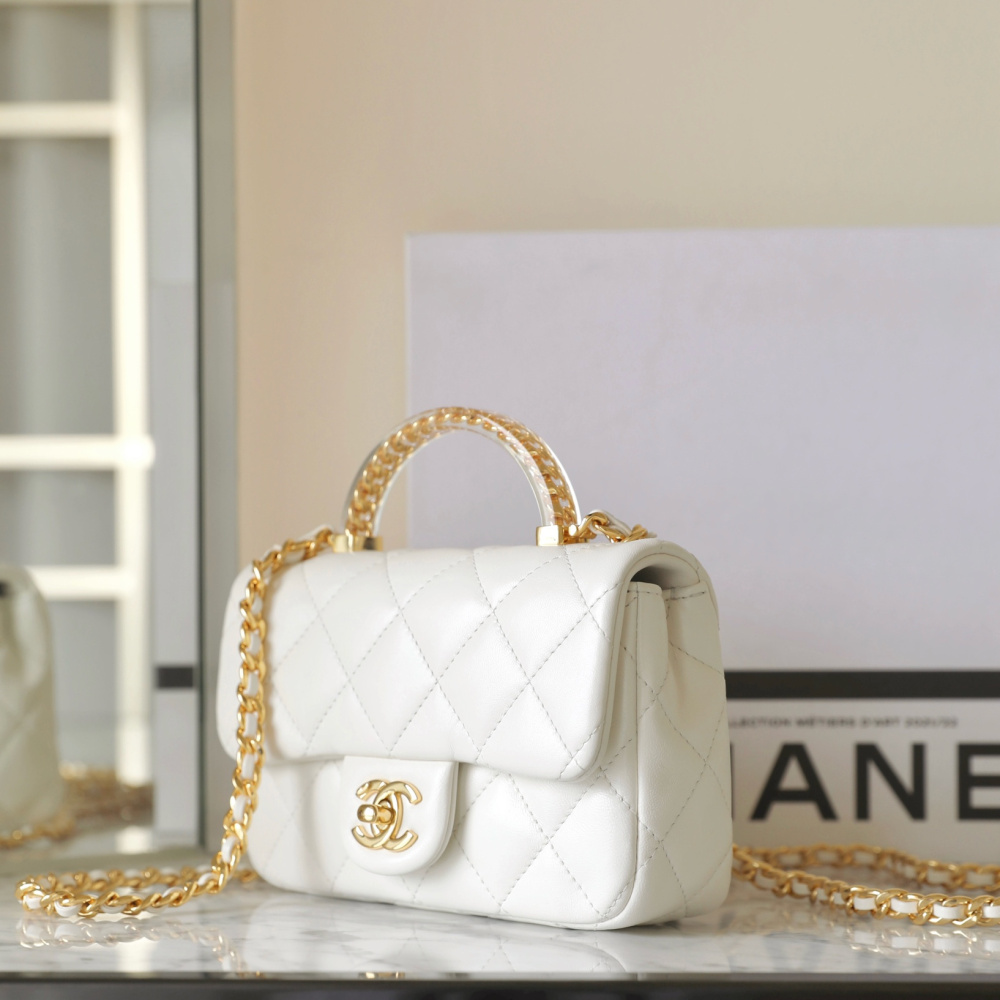 高仿Chanel*24S系列AS4847小羊皮白色單肩包免檢版