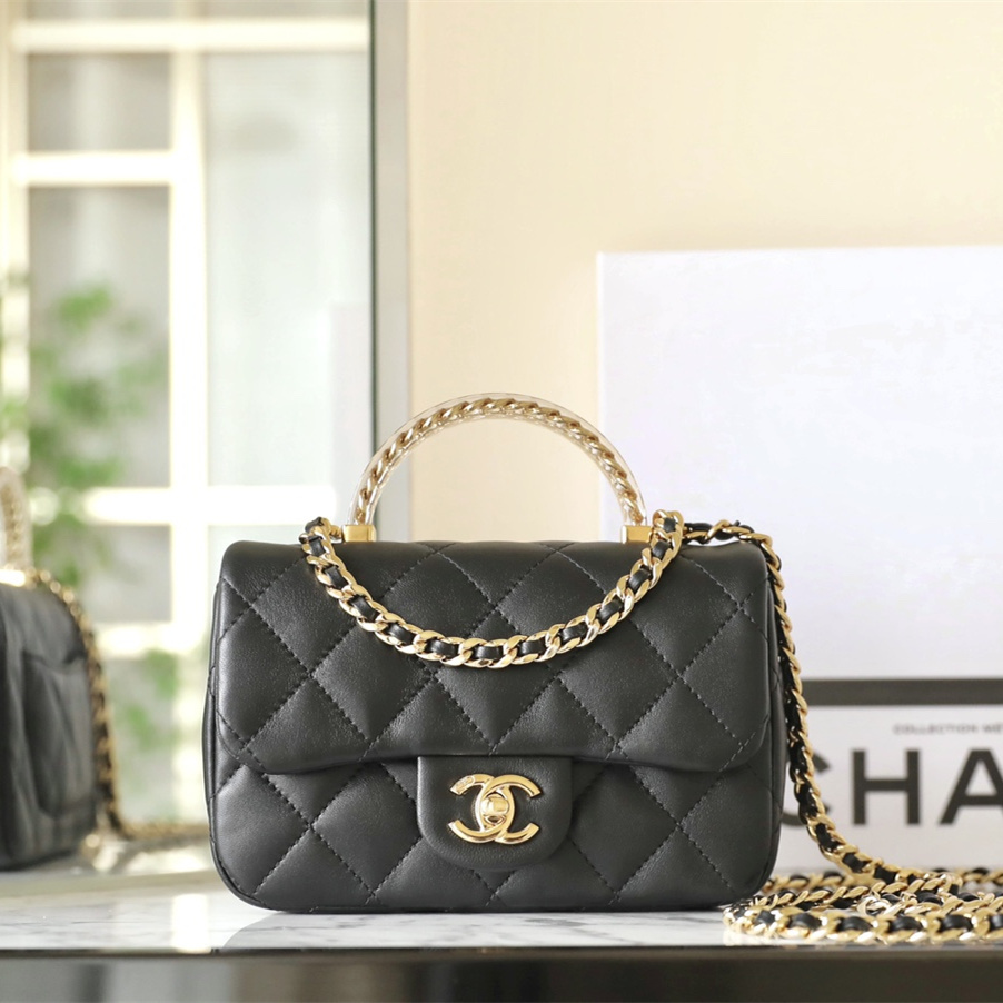 高仿Chanel*24S系列AS4847小羊皮黑色單肩包免檢版