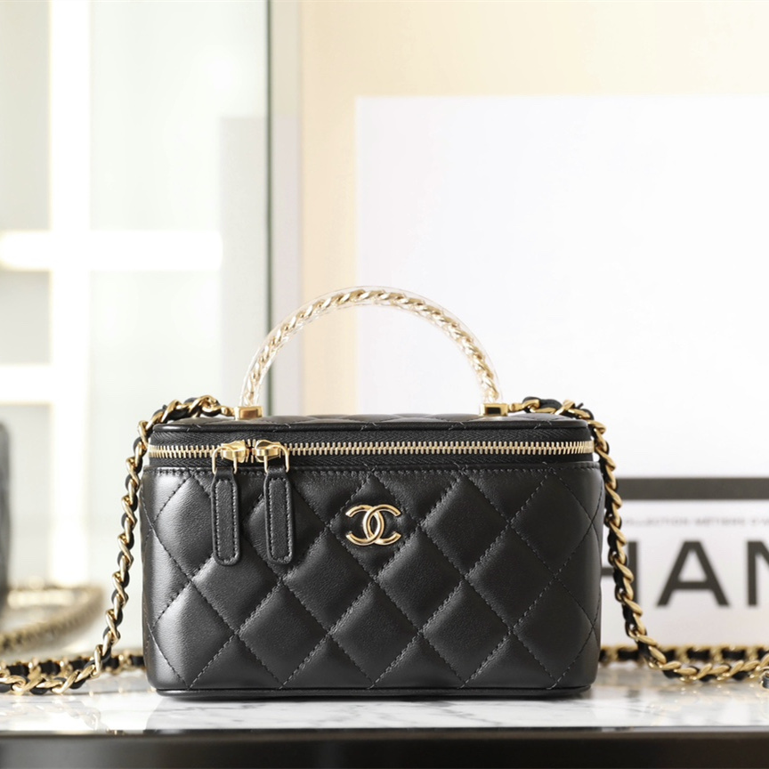 高仿Chanel*24S系列AS3765手柄盒子包黑色色免檢版