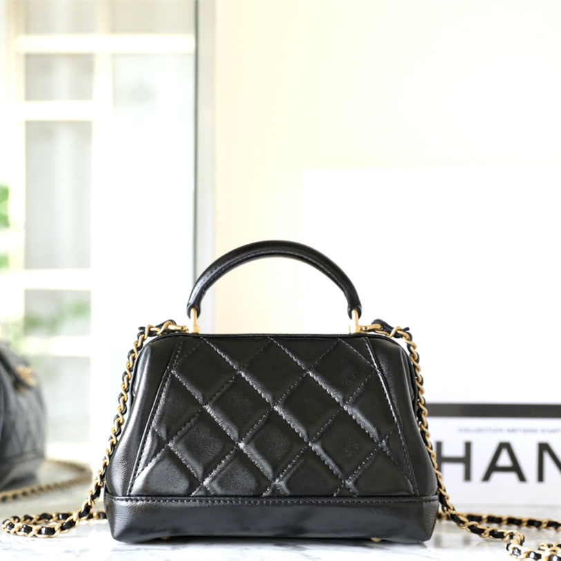 高仿Chanel*24A系列AS4958拋光小羊皮單肩包黑色免檢版