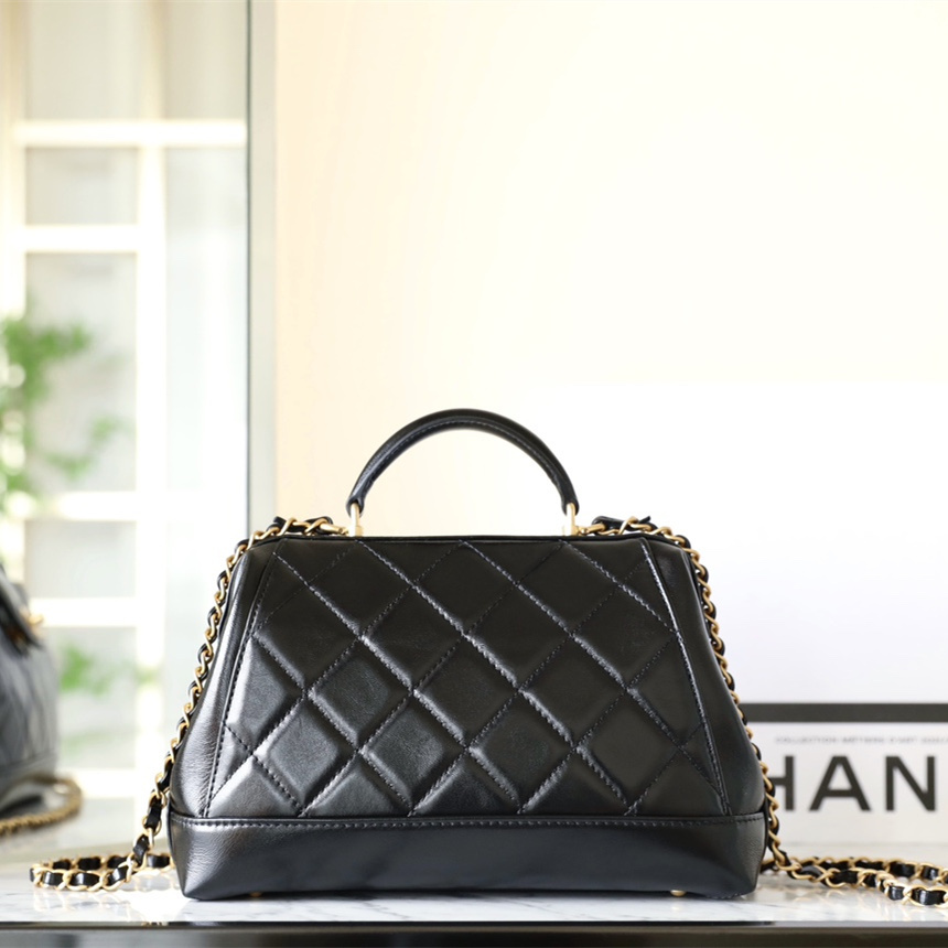 高仿Chanel*24A系列AS5058拋光小羊皮單肩包黑色免檢版