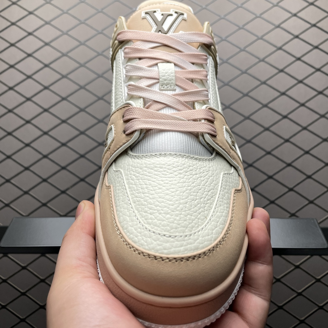 高仿LV*Trainer系列1ACX57休閒鞋粉白拼色純原版本