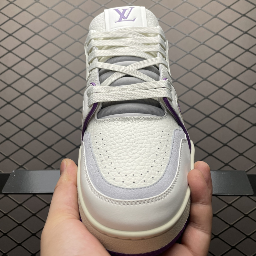 高仿LV*Trainer系列1ACHKW休閒鞋純紫白配色純原版本