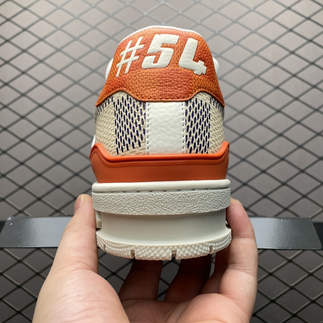 高仿LV*Trainer系列1AC56N休閒鞋橙色棋盤純原版本