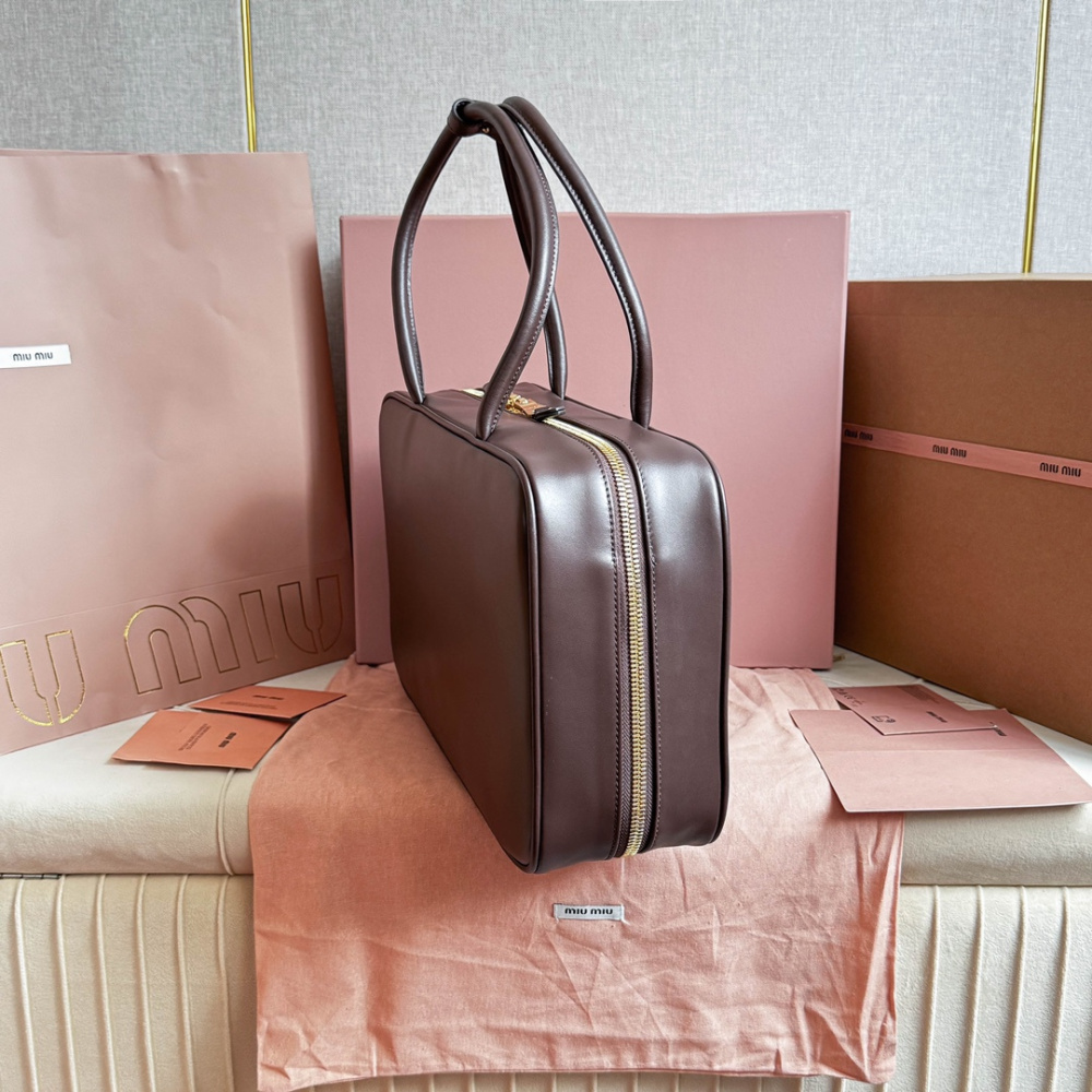高仿miumiu*5BB17長肩帶公文包木色免檢版
