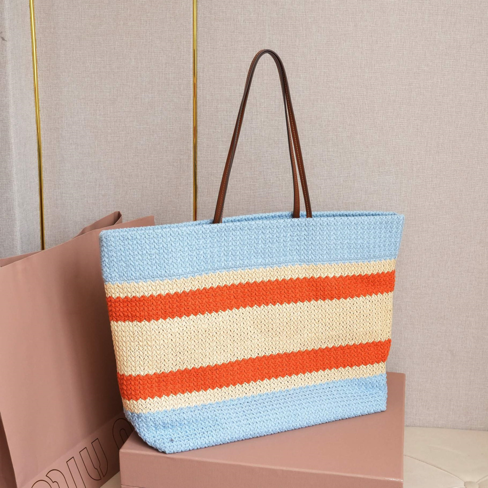 高仿miumiu*5BG228拼色LOGO手提包拼藍色免檢版