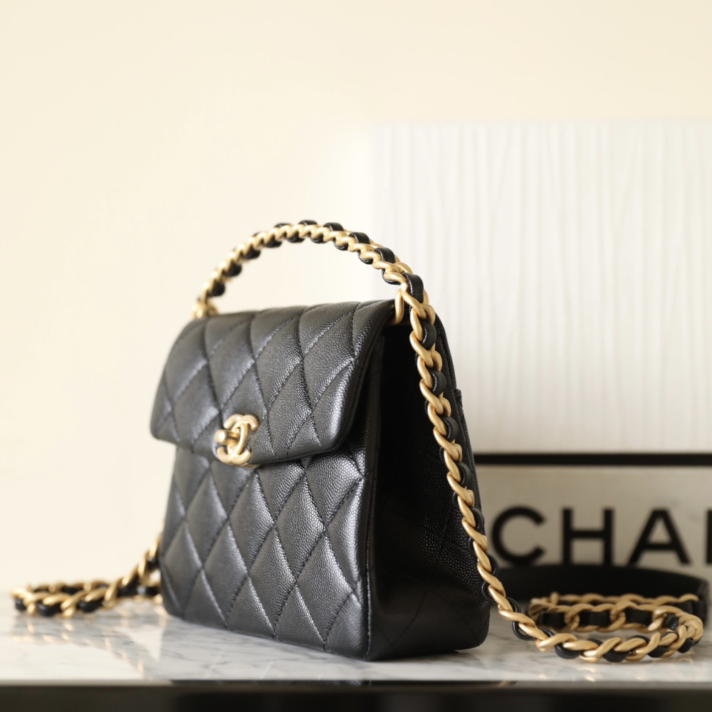 高仿Chanel*24S系列AS4472黑色球紋牛皮單肩包免檢版