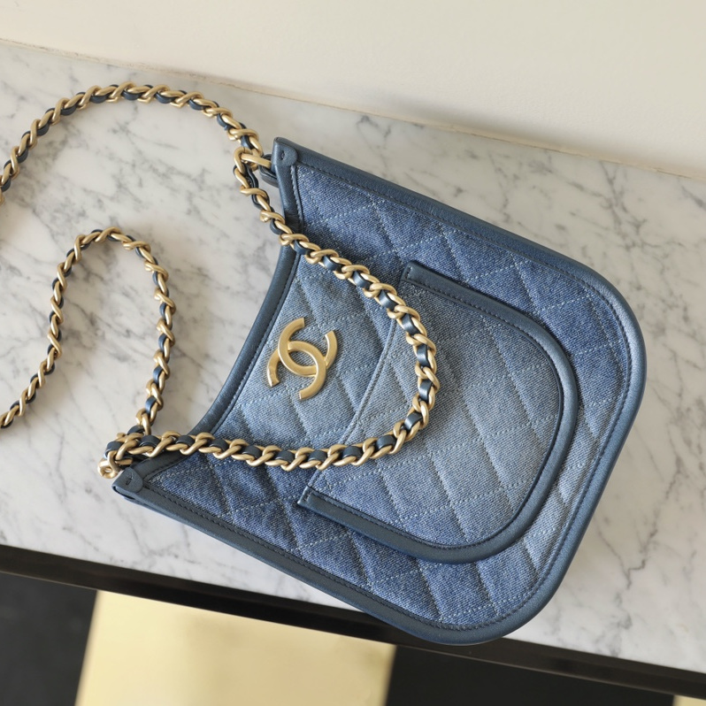 高仿Chanel*24S系列AS4532水洗丹寧Hobo包大號免檢版