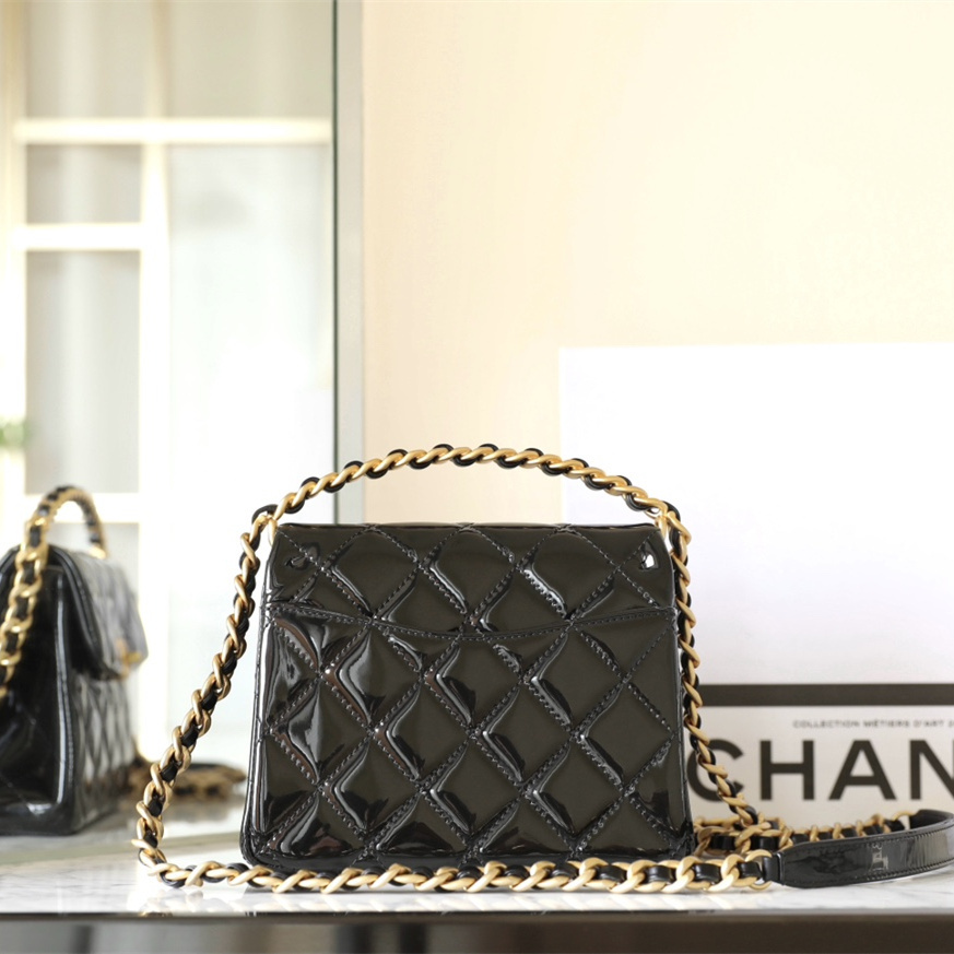 高仿Chanel*24S系列AS4472黑色漆皮單肩包免檢版