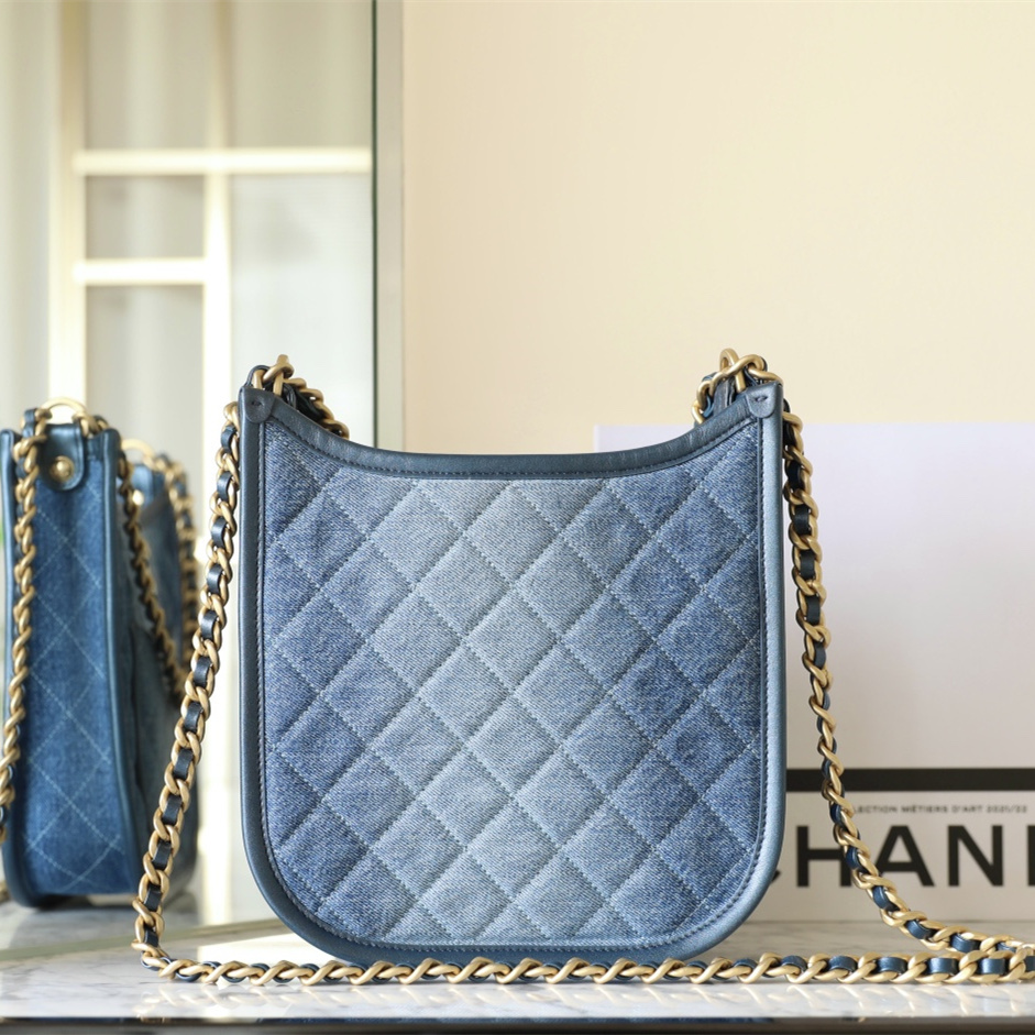 高仿Chanel*24S系列AS4532水洗丹寧Hobo包大號免檢版