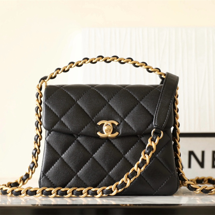 高仿Chanel*24S系列AS4472黑色球紋牛皮單肩包免檢版
