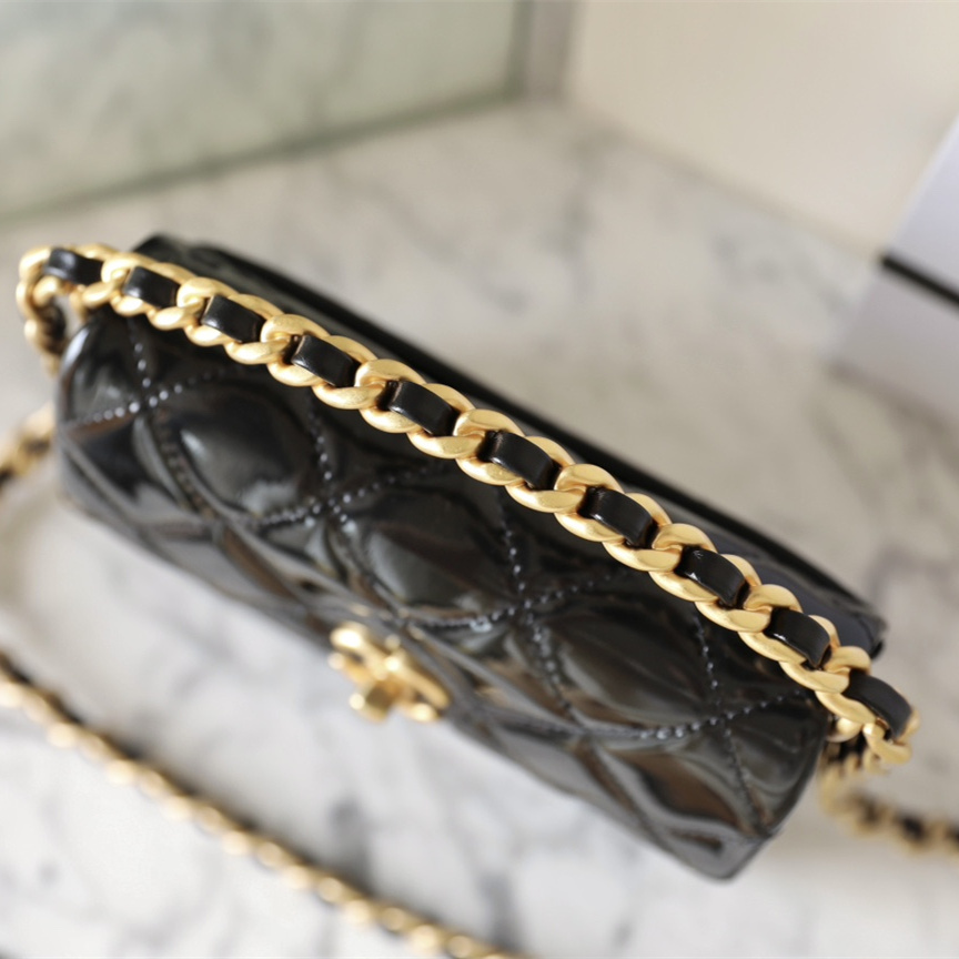 高仿Chanel*24S系列AS4472黑色漆皮單肩包免檢版