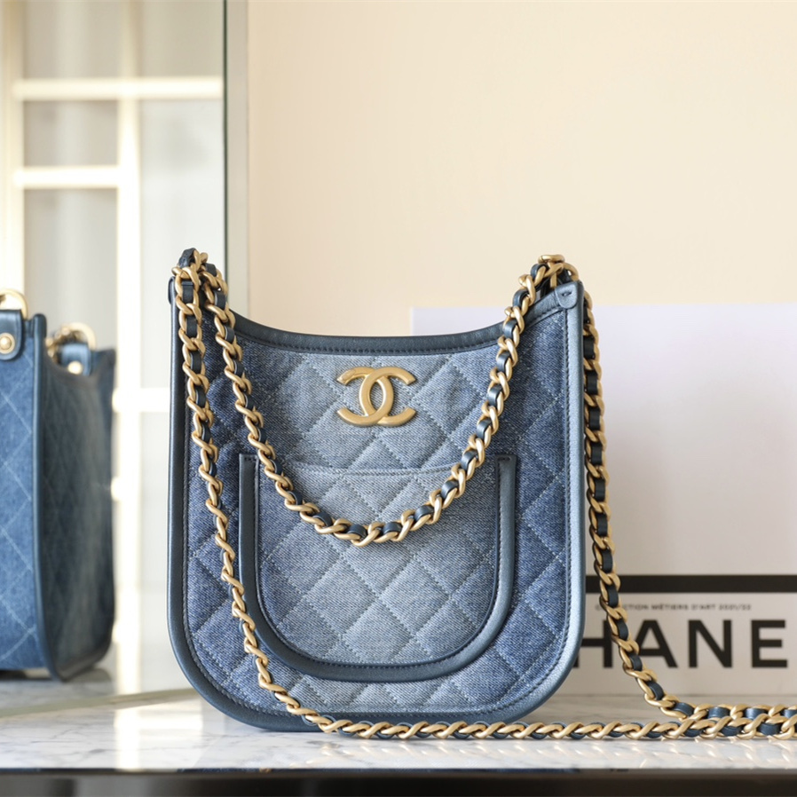 高仿Chanel*24S系列AS4532水洗丹寧Hobo包大號免檢版
