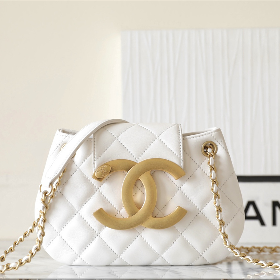 高仿Chanel*24C系列AS4609圓挎包白色小號免檢版