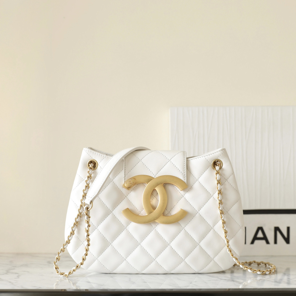 高仿Chanel*24C系列AS4609圓挎包白色大號免檢版