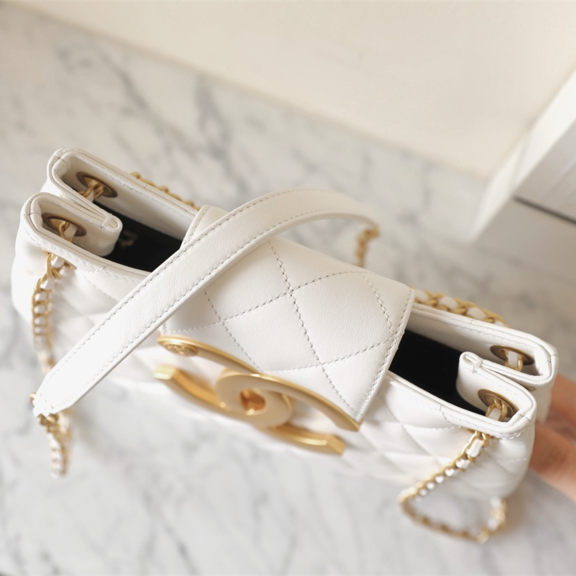 高仿Chanel*24C系列AS4609圓挎包白色大號免檢版