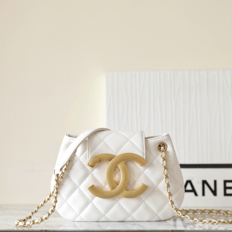 高仿Chanel*24C系列AS4609圓挎包白色小號免檢版