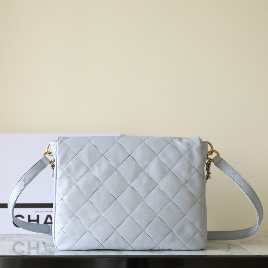 高仿Chanel*24P系列AS4668夾層郵差包灰色大號免檢版