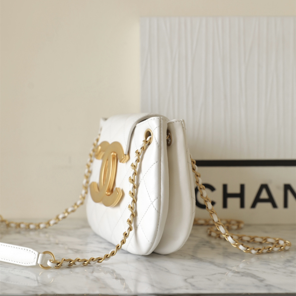 高仿Chanel*24C系列AS4609圓挎包白色小號免檢版