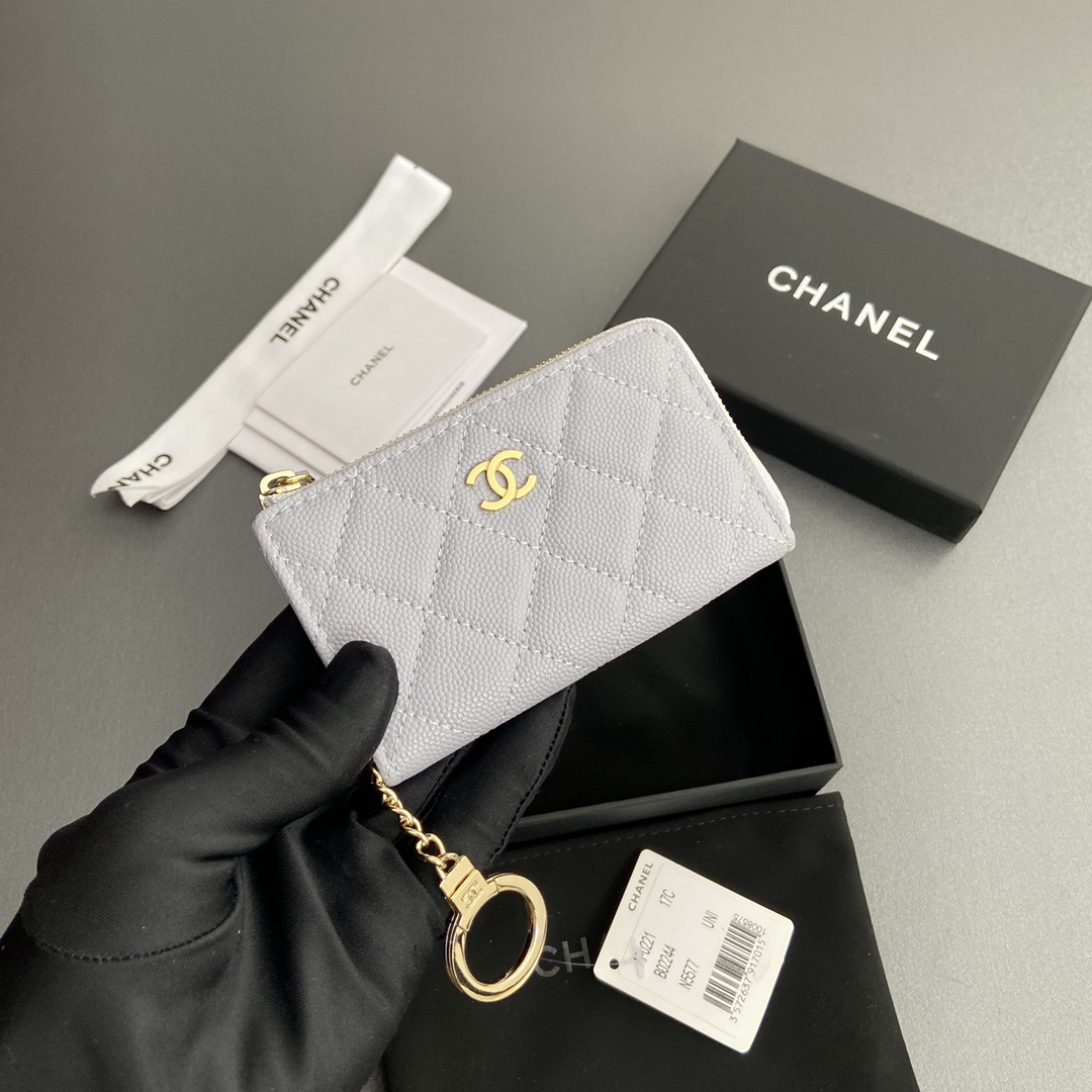 高仿Chanel*AP0223零錢包紫色魚子醬金扣免檢版