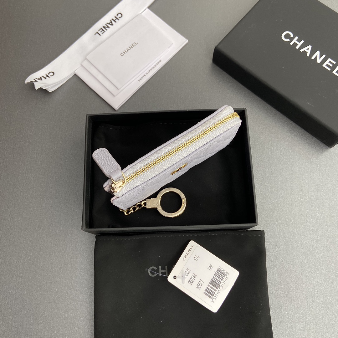高仿Chanel*AP0223零錢包紫色魚子醬金扣免檢版