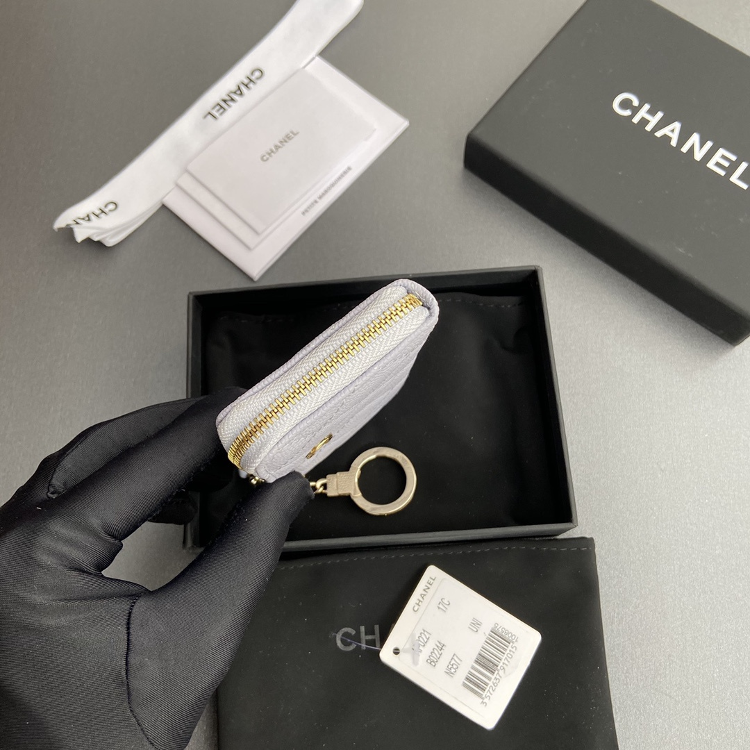 高仿Chanel*AP0223零錢包紫色魚子醬金扣免檢版